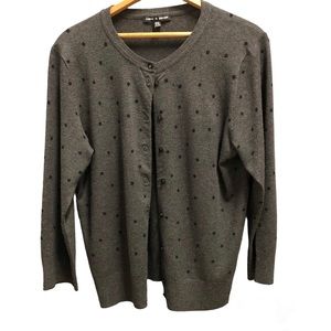 Ladies Charcoal Grey Knit Cardigan Sweater, Sz Med,